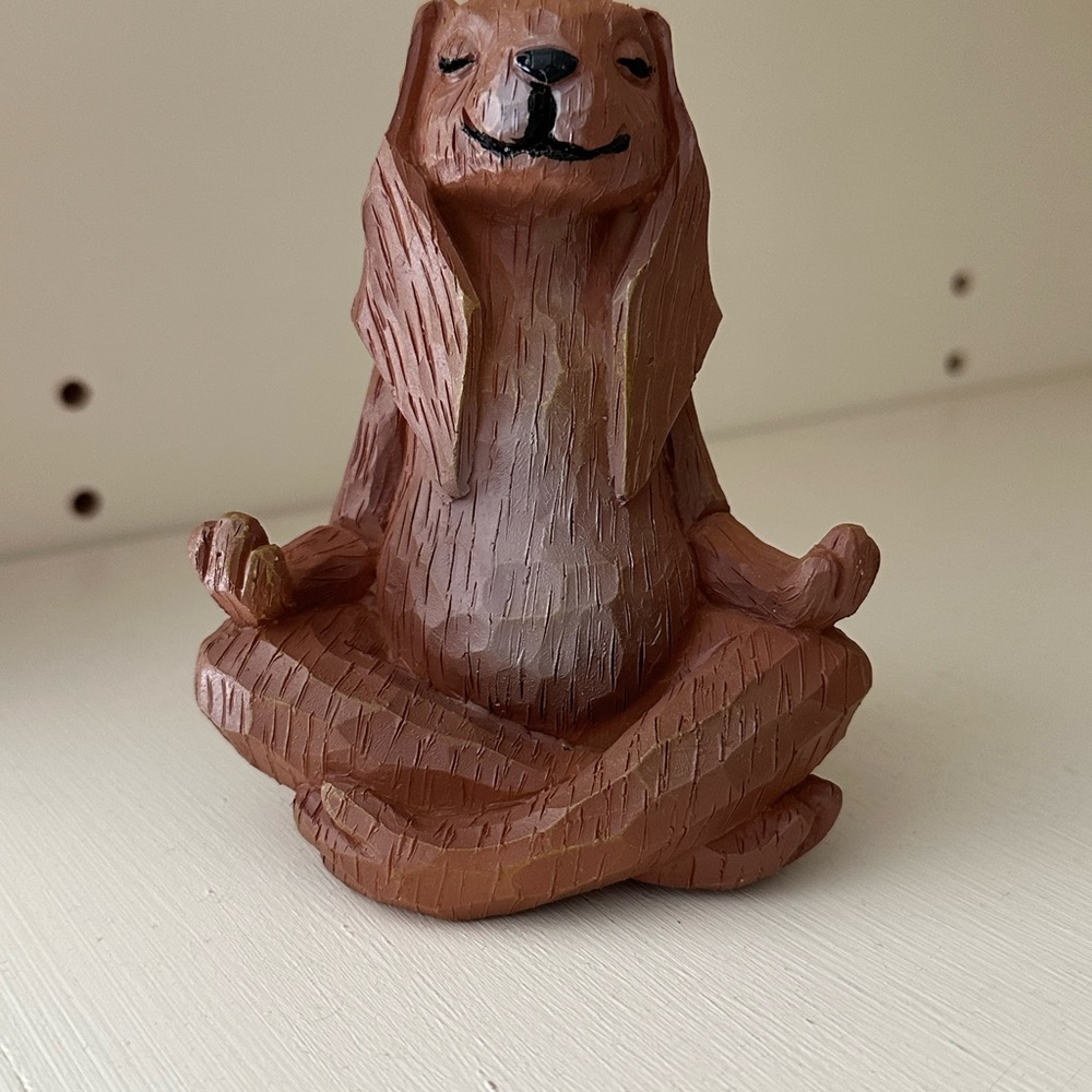 Brown Rabbit Bunny Zen Meditating Statue Resin Home Decor New